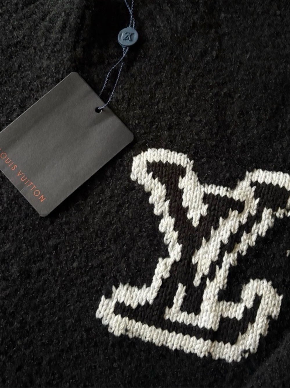 Louis Vuitton Black Sweater with White LV Logo